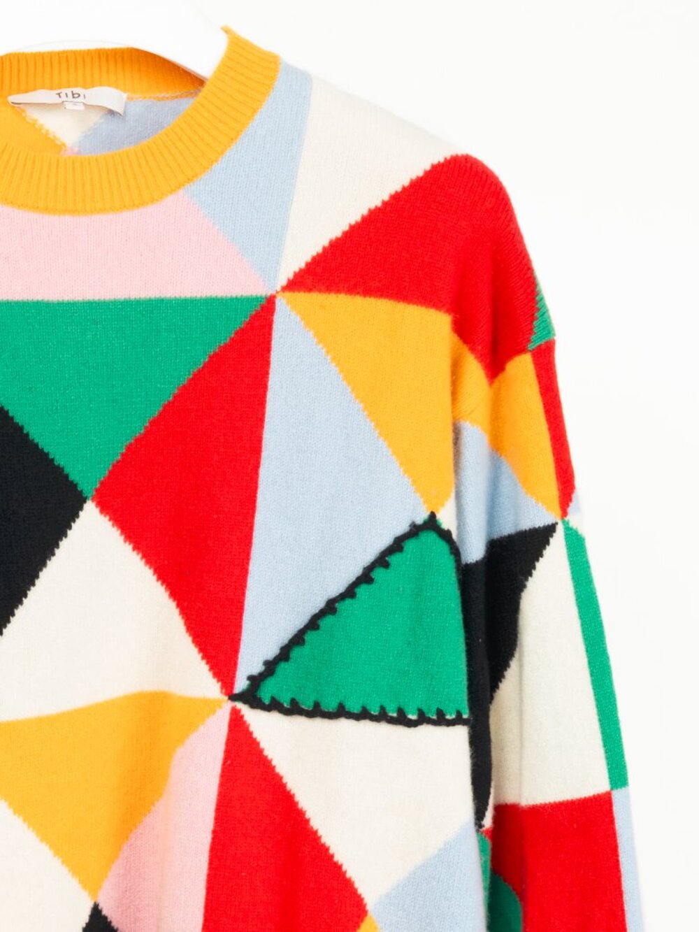 Tibi Pop-Multi Patchwork Intarsia Wool Sweater - Picture 5 of 10